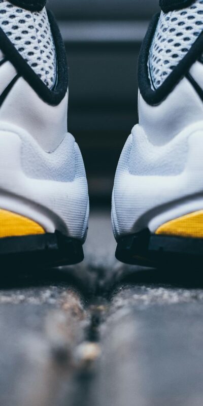 Detailed image of stylish sneakers showcasing design and texture.