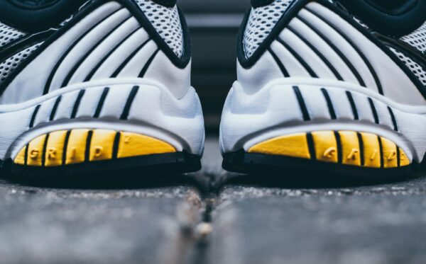 Detailed image of stylish sneakers showcasing design and texture.